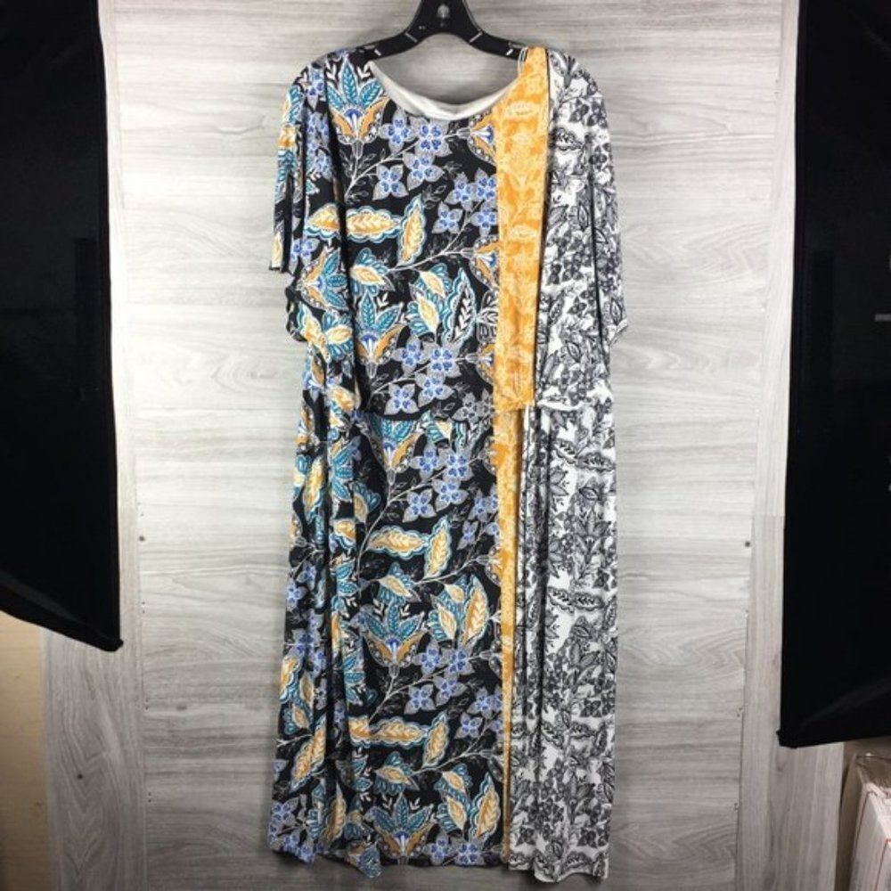 London Times Black Floral Short Sleeve Dress